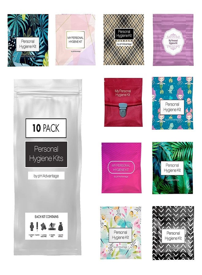 pH Advantage Menstrual Kit All-in-One 10 Pack - Assorted Colors | Convenience on The Go | Period Kit Pack for Travelling, Tweens & Teenager | Individually Wrapped Feminine Hygiene Product - Image 1